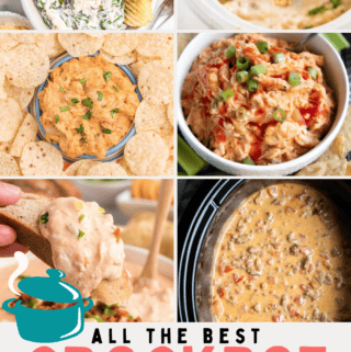pinterest style image featuring all the best crockpot dip recipes