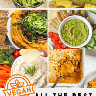pinterest style image featuring vegan dips