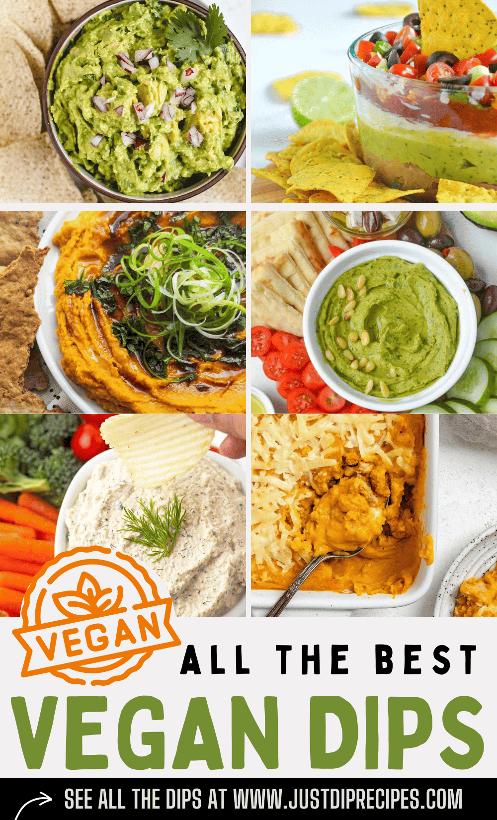pinterest style image featuring vegan dips