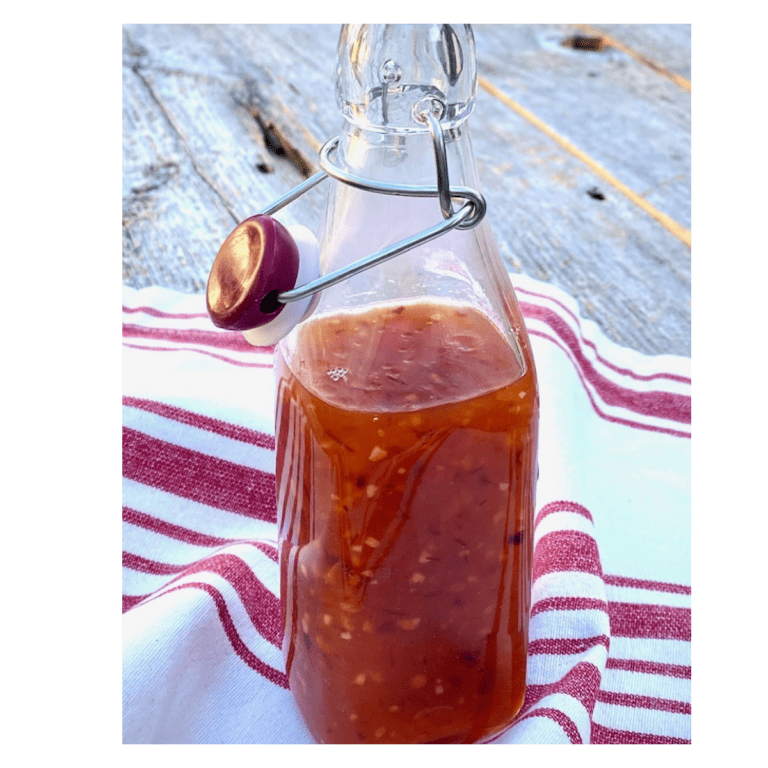 homemade Sweet Chili Sauce in a bottle