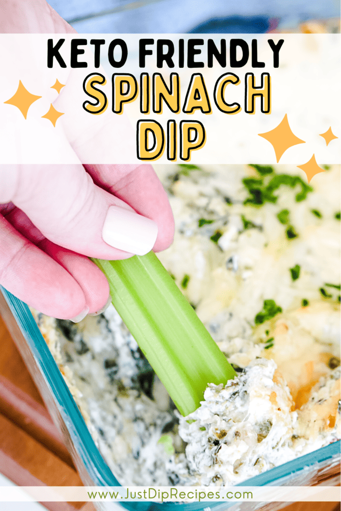 pinterest style image with keto friendly spinach dip text