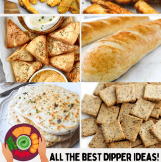 pinterest style image with what to eat with spinach dip