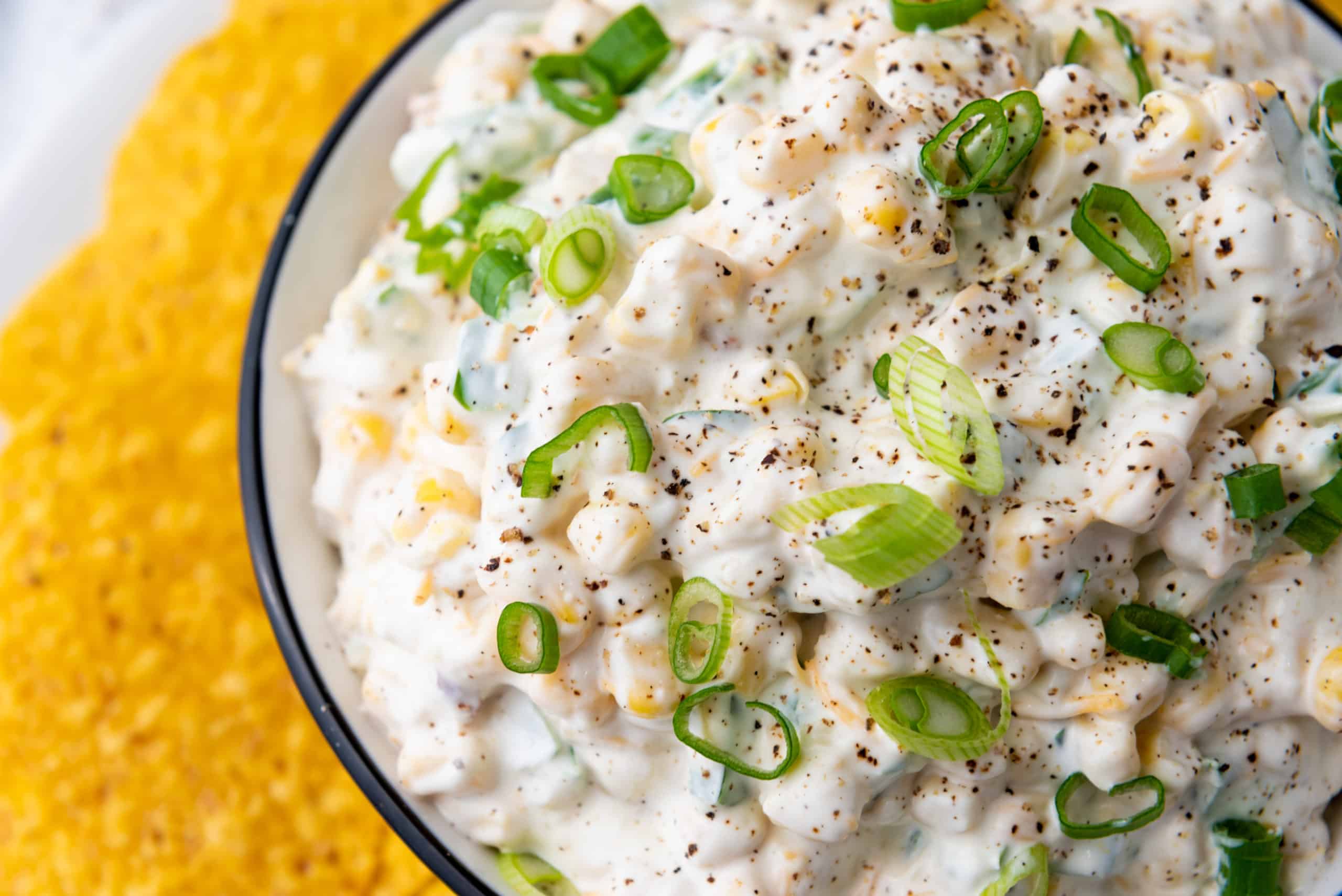 up close shot of cold corn dip recipe