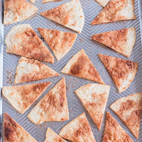 prepared baked cinnamon sugar tortilla chips