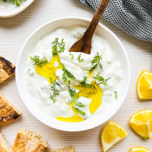 homemade tzatziki with sour cream dip