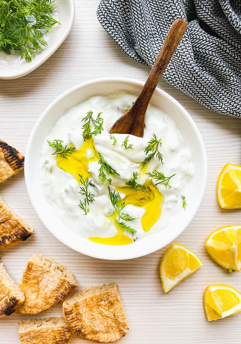 homemade tzatziki with sour cream dip