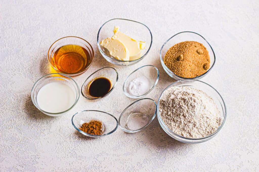 ingredients for a delicious graham cracker recipe made from scratch