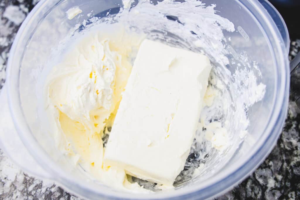 cream cheese and whipped topping in a bowl