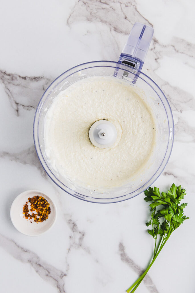 whipped feta in a food processor