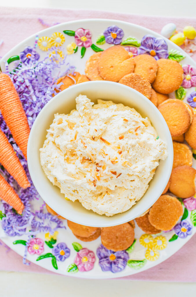coconut cream dip with vanilla cookie dippers
