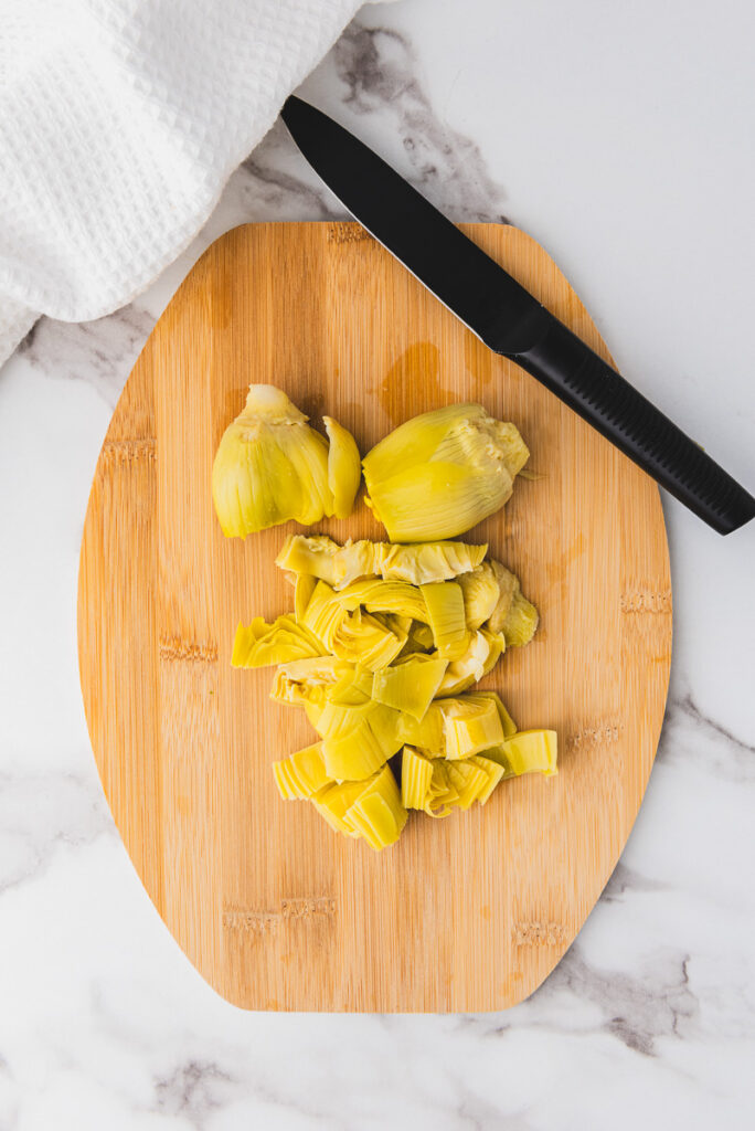 cut up canned artichokes