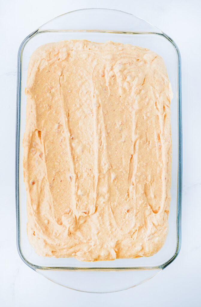 prepared bean dip in a casserole dish