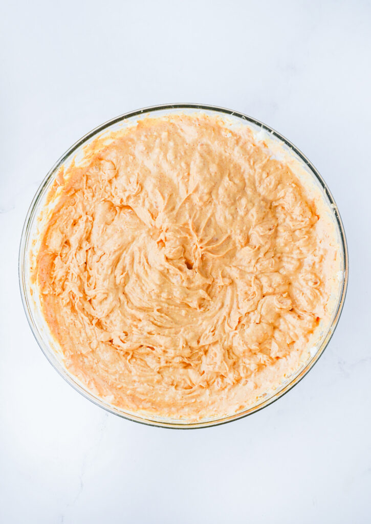 combined ingredients for texas trash dip in a bowl