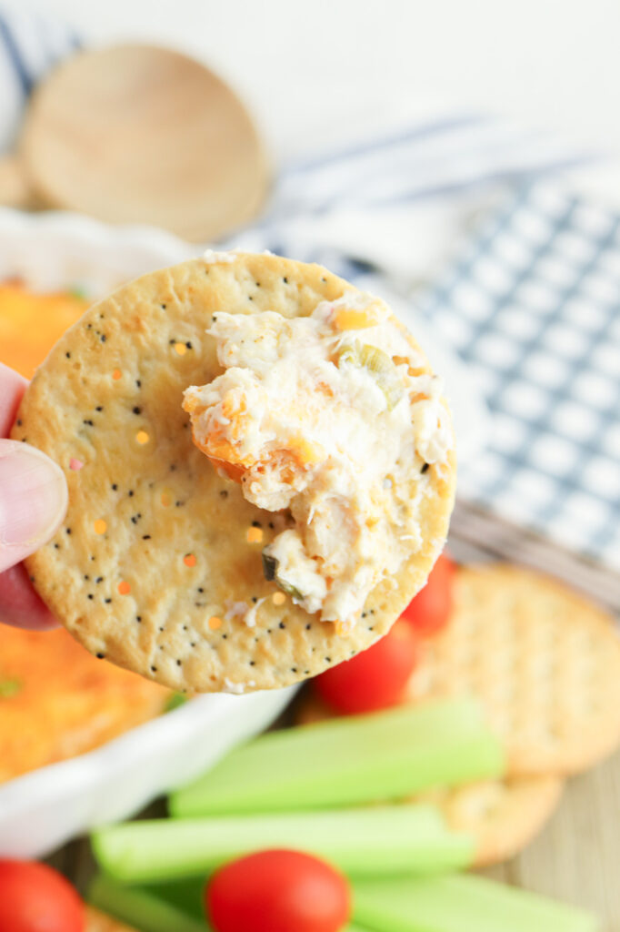round crack with cajun crab dip on it