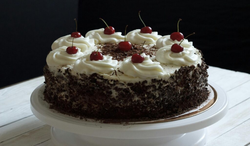 Chocolate Cake with Cherries on Top