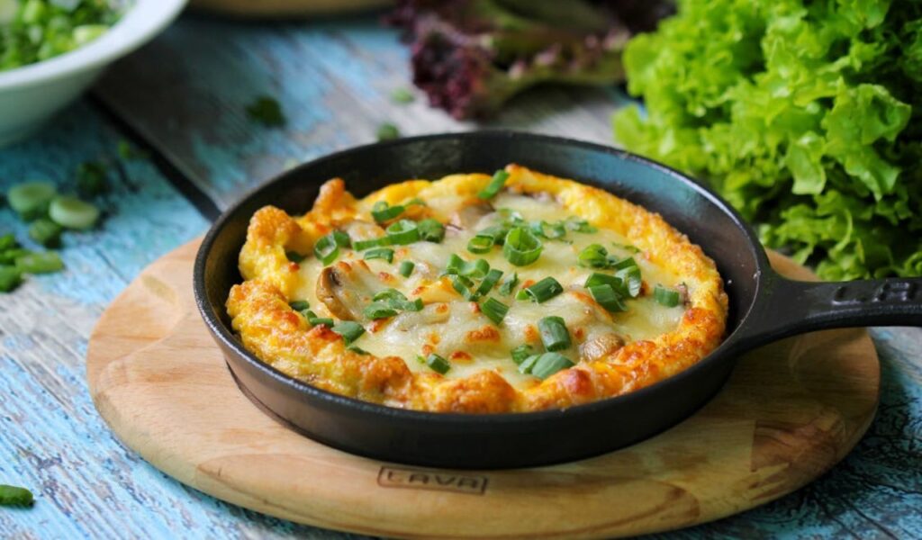 A Close-Up Shot of a Frittata in a Skillet