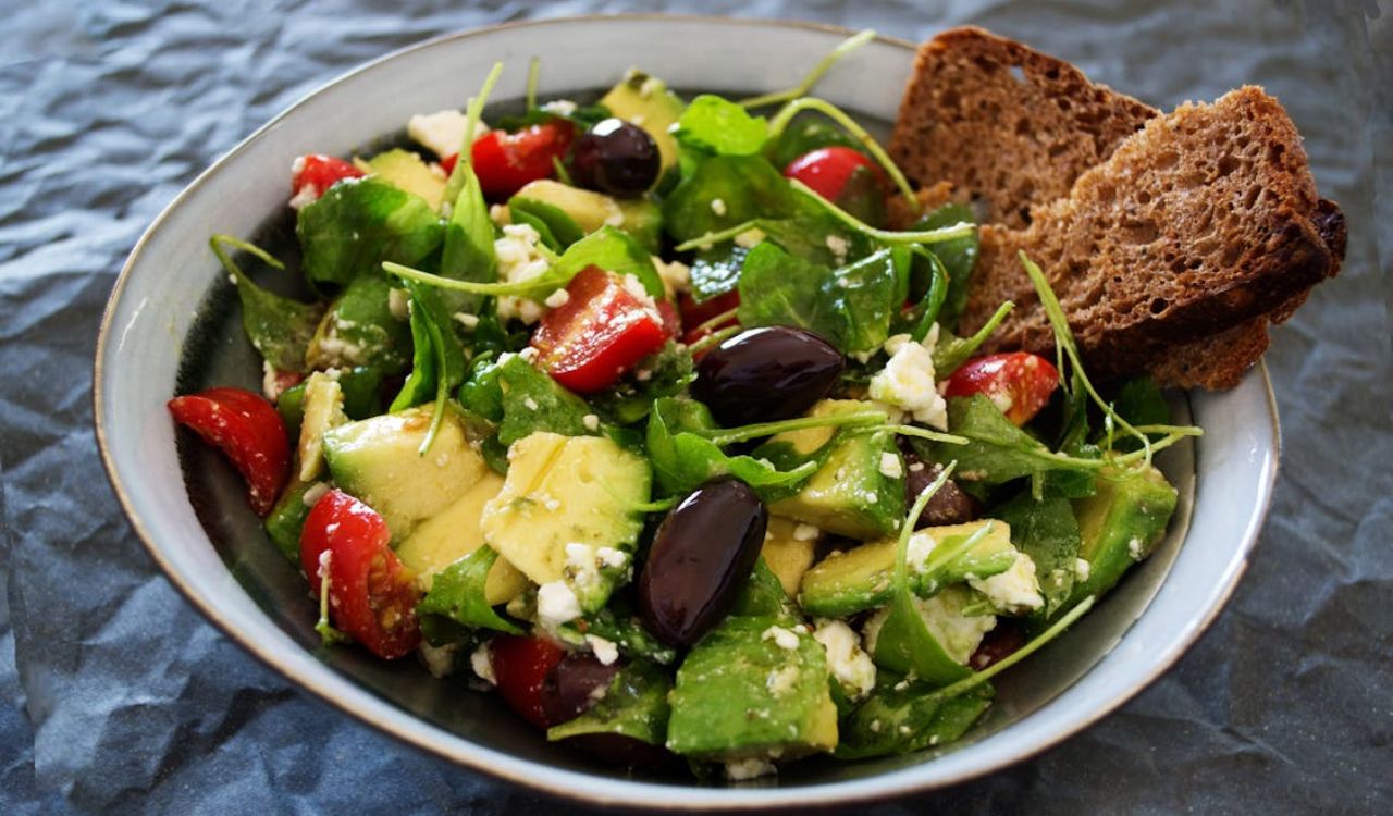 Vegetable Salad With Wheat Bread On The Side
