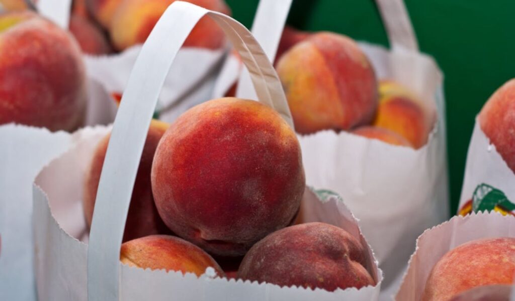 Bags of peaches