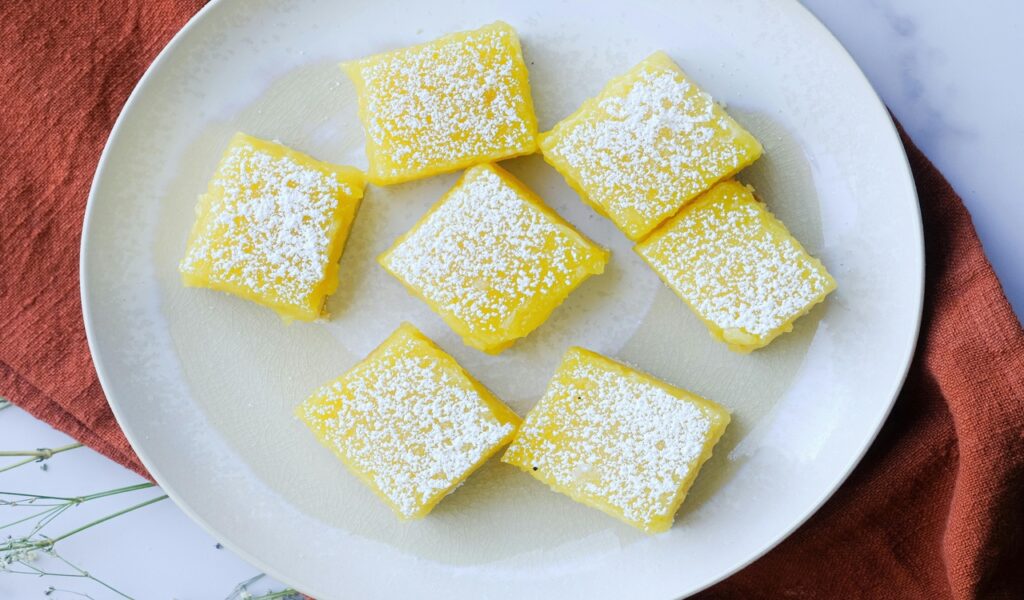 Lemon Bars on a Plate