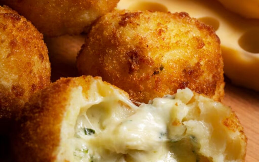 Fried cheese balls with gooey center