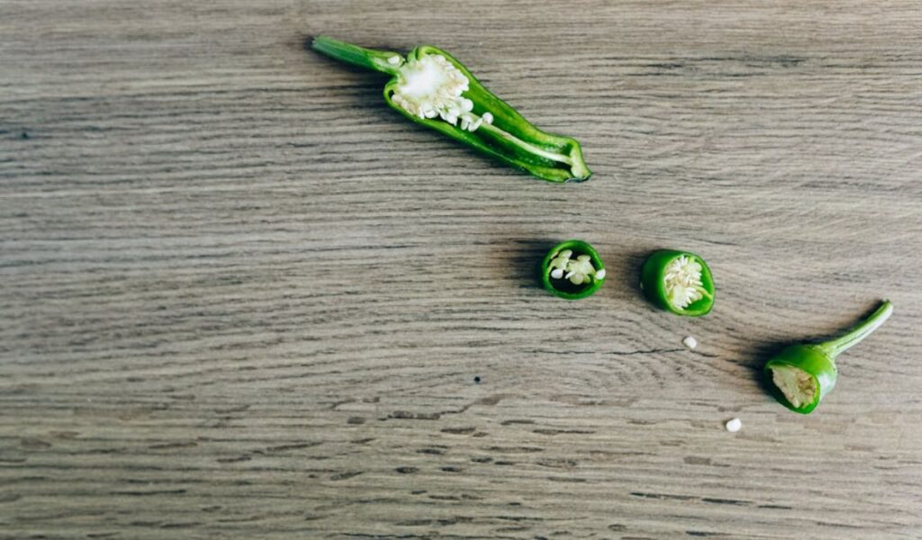 Uneven Slices on Green Chilies