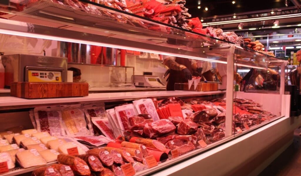 Meat Section Inside a Supermarket