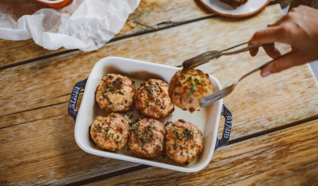 Meatballs on baking tray