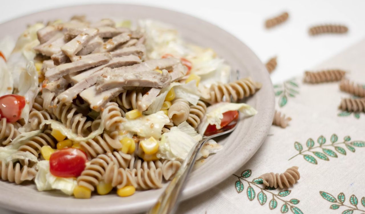 Pasta dish on white ceramic plate