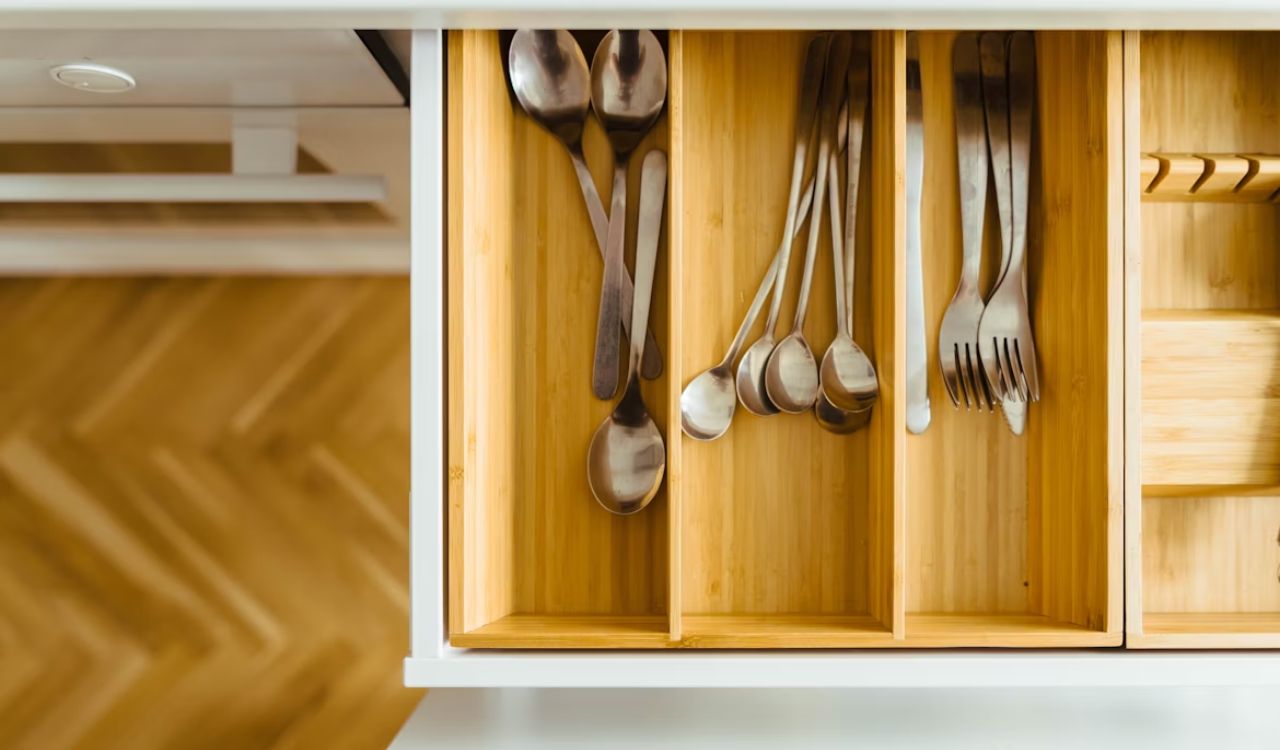 Silver utensils in drawer