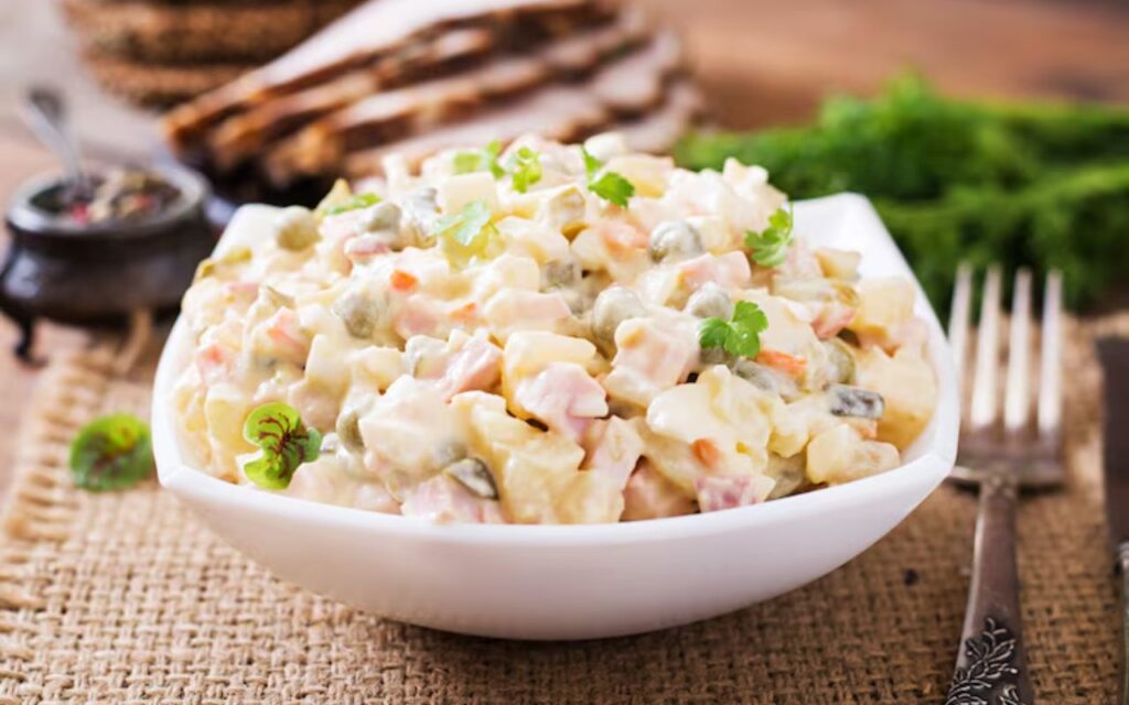Creamy potato salad in bowl