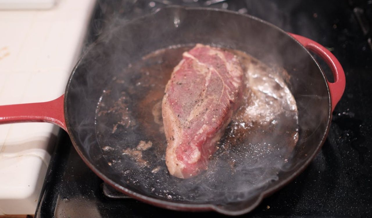Steak on cast iron