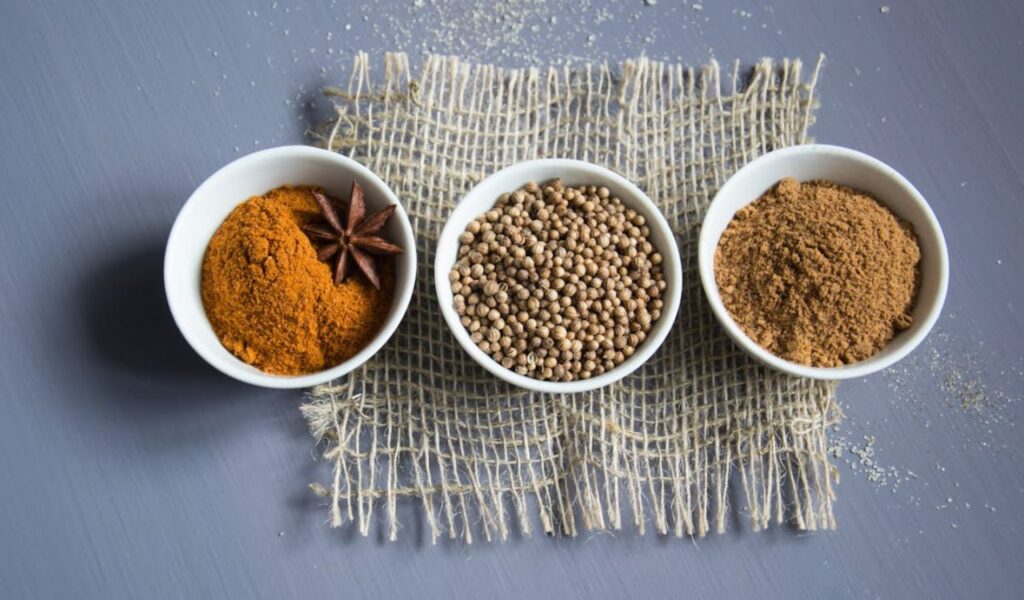 Three Spices in Plastic Containers