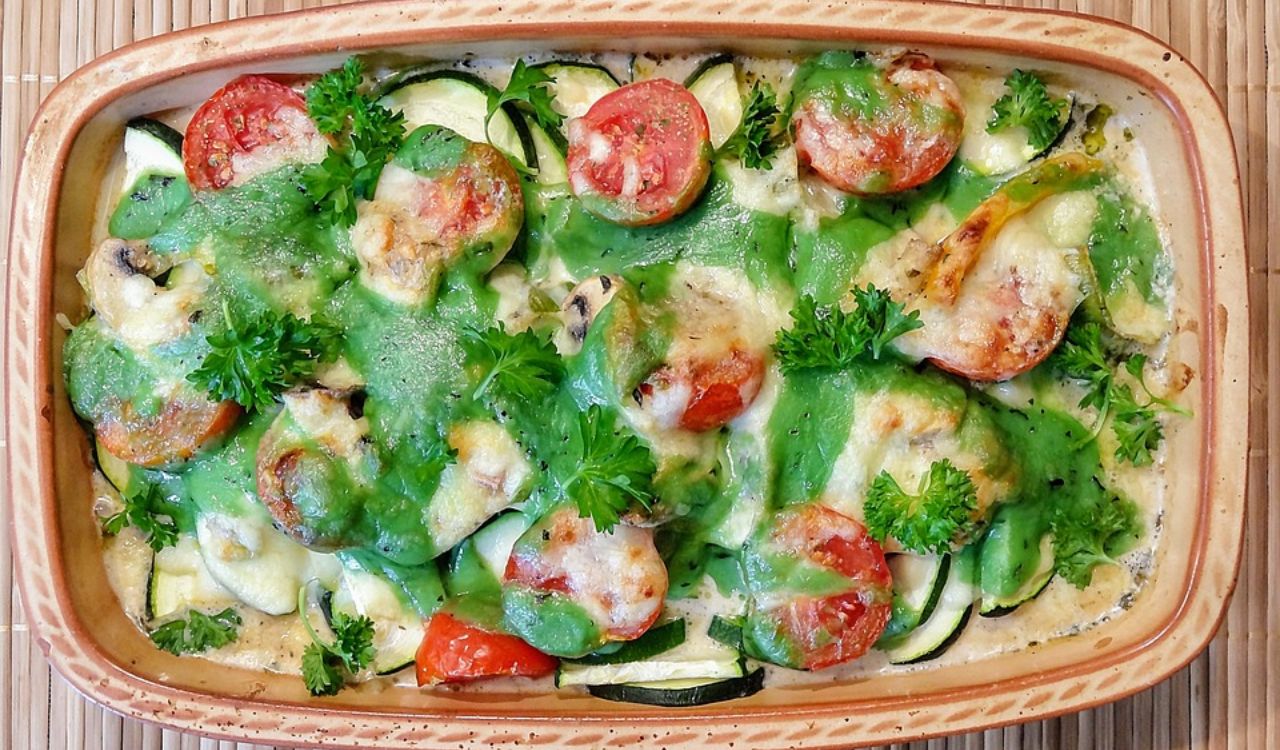 Vegetables on casserole
