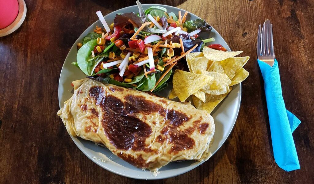 Welsh Rarebit Served with Nordic salad and tortilla chips
