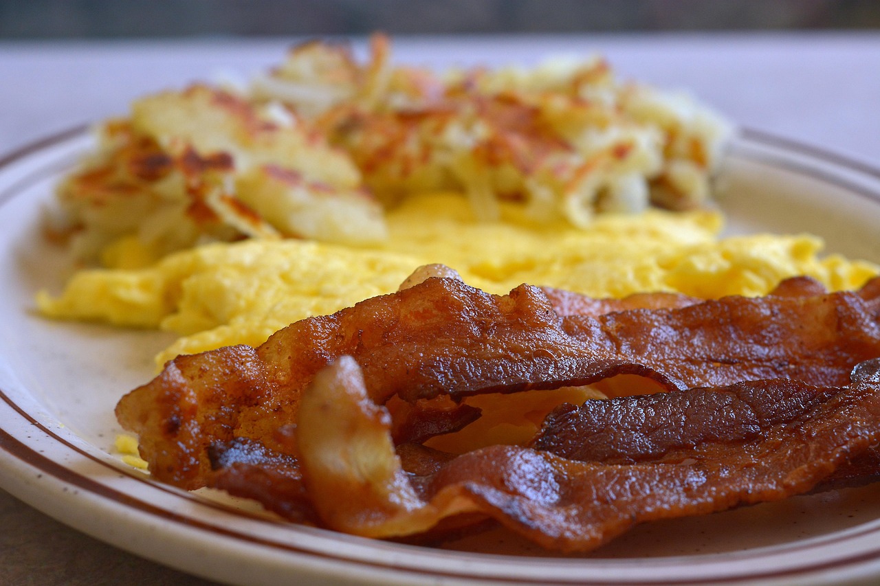 Bacon, Eggs, Food image.