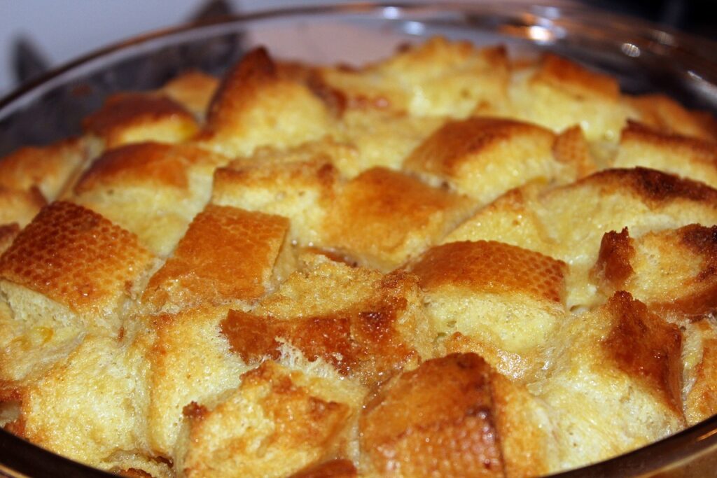 Bread pudding, Food, Dessert image.