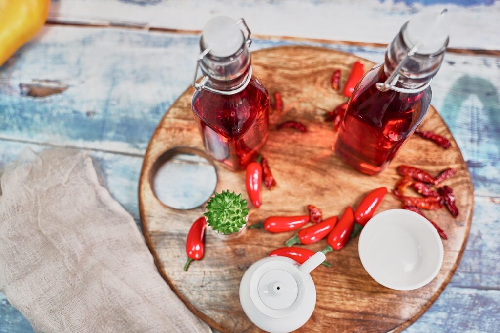 Chili oil, Herb oil, Oil image.