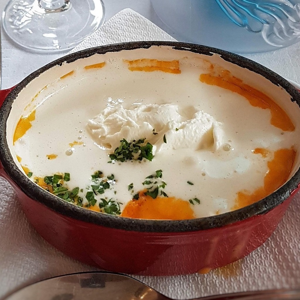pot of soup cooling slightly before serving.