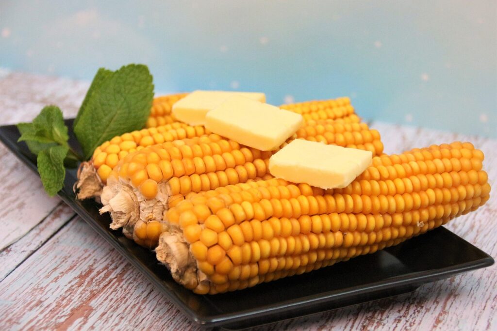 Corn, Butter, Food image.