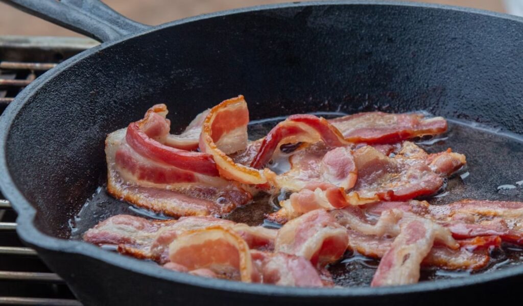 grilled bacon, grill, fat, bacon