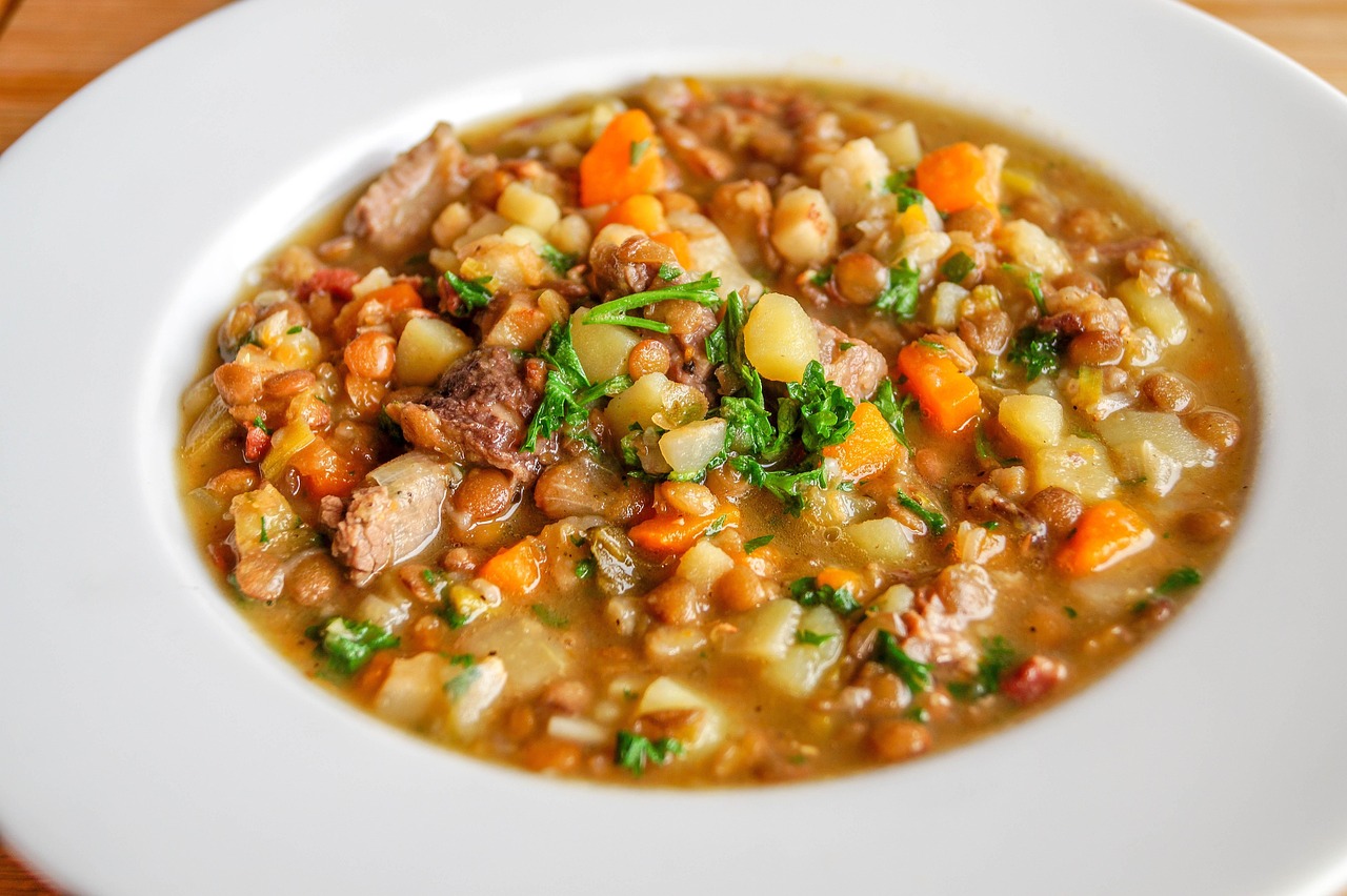 Lentil soup, Lenses, Stew image.