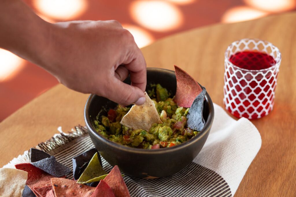Fresh salsa with chips and avocado