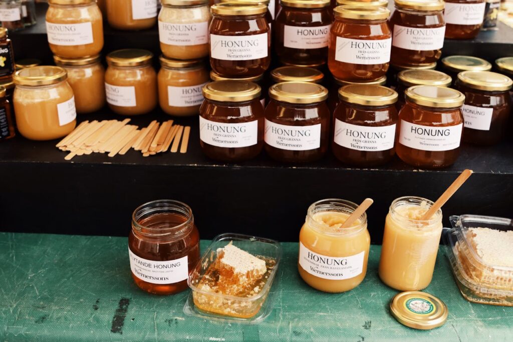Honey jars labeled