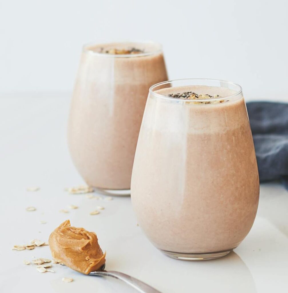 Peanut Smoothie on Stylish Glasses