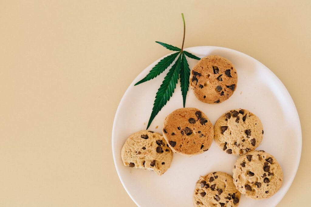 Brown butter toffee cookies with visible toffee and chocolate chunks.