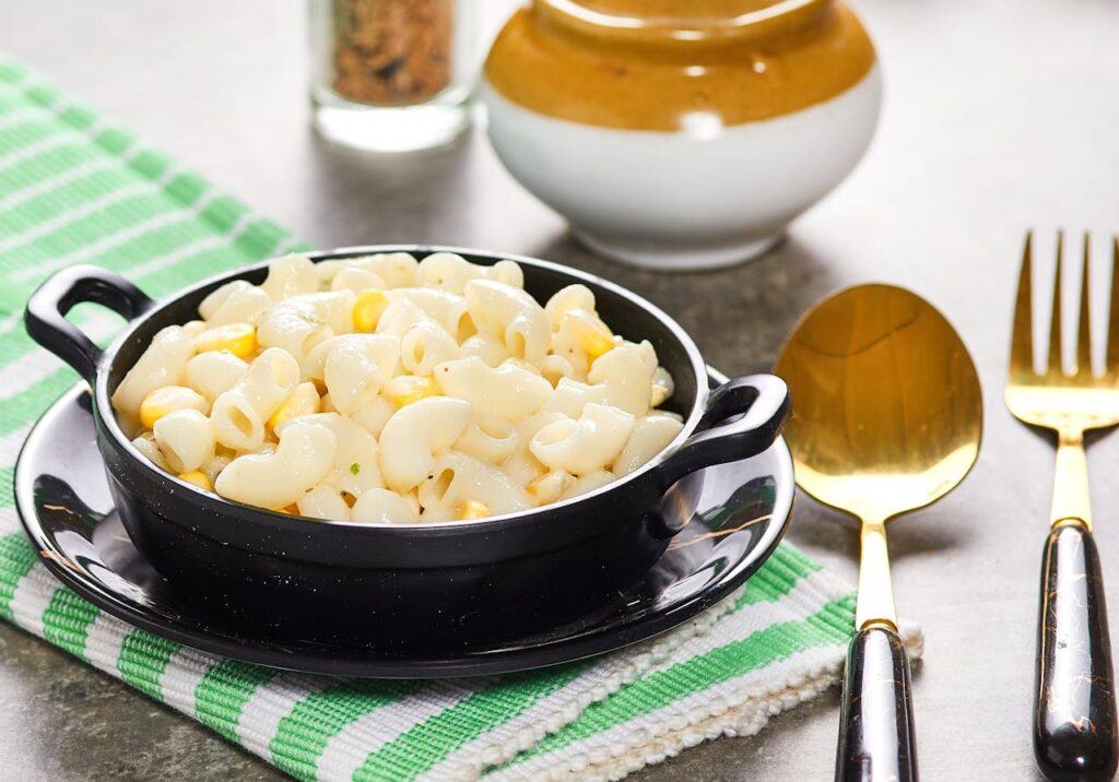 Classic hotdish topped with melted cheese and breadcrumbs.