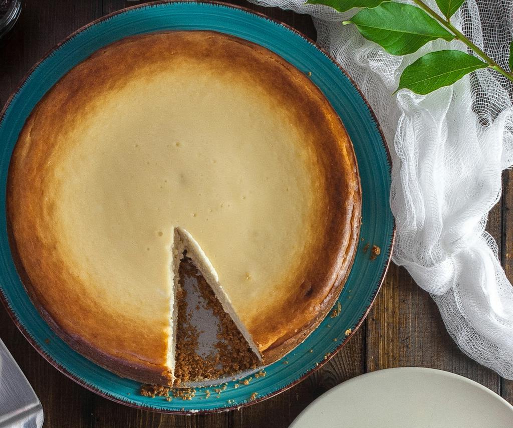 A slice of vinegar pie on a simple plate.