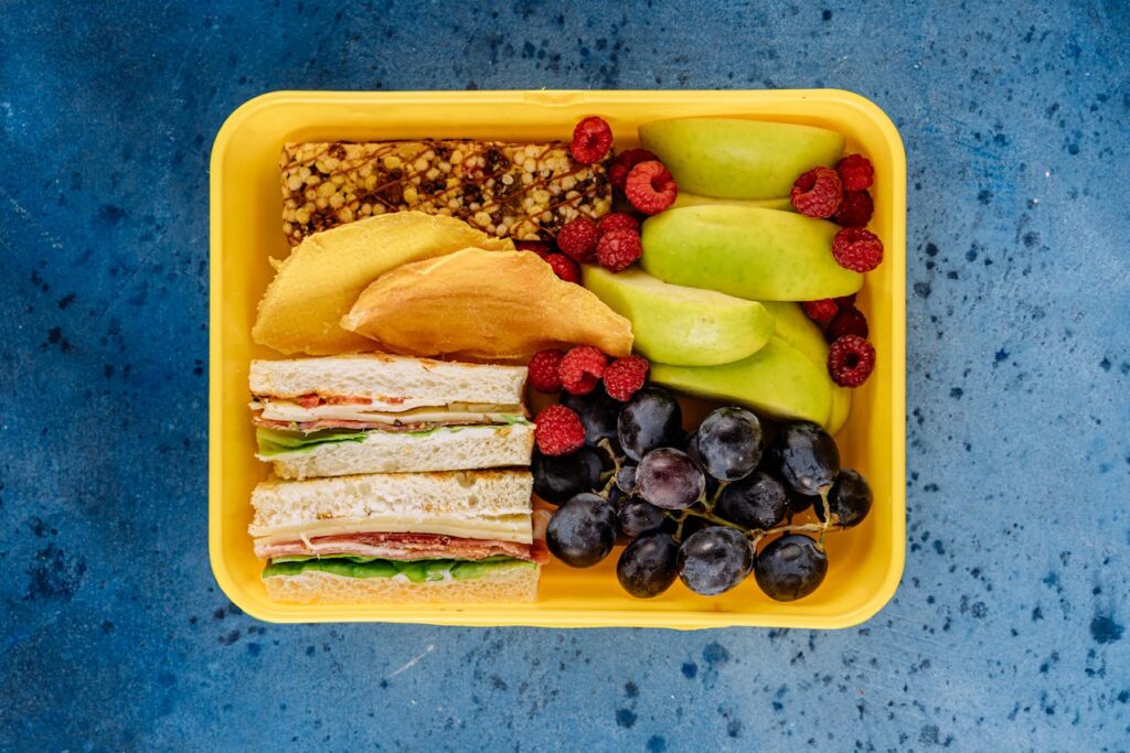 Snack Box with Fruit and Sandwiches