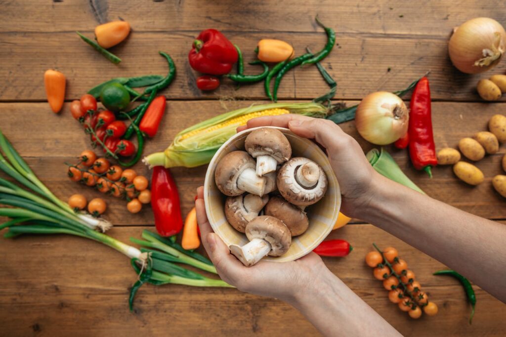 Photograph of Mushrooms in a Bowl