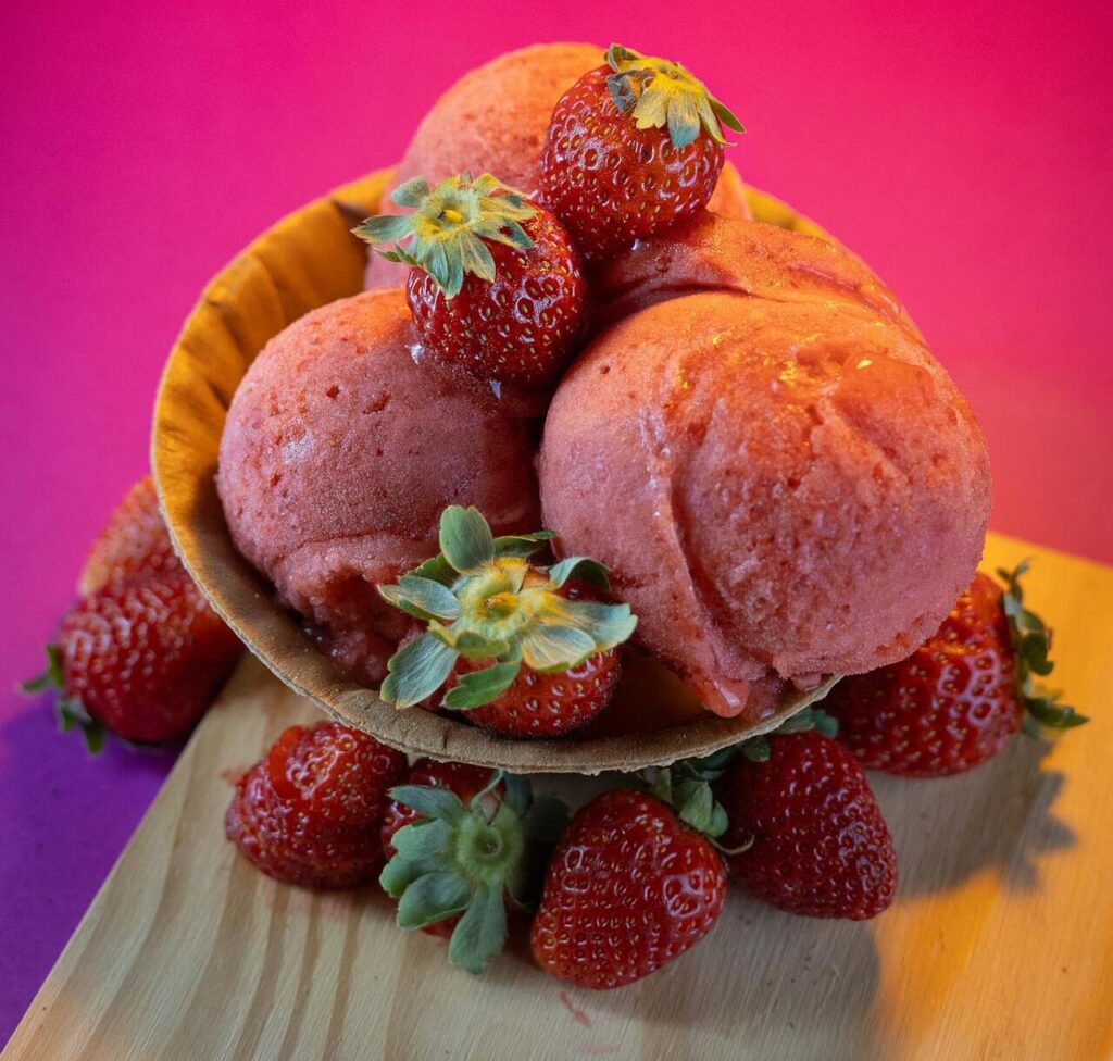 Strawberry Ice Cream in a Bowl